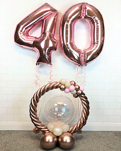 COLLECTION ONLY - Twisted Hoop Table Centerpiece - Pink, Rose Gold & Cream + 2 Rose Gold Large Numbers