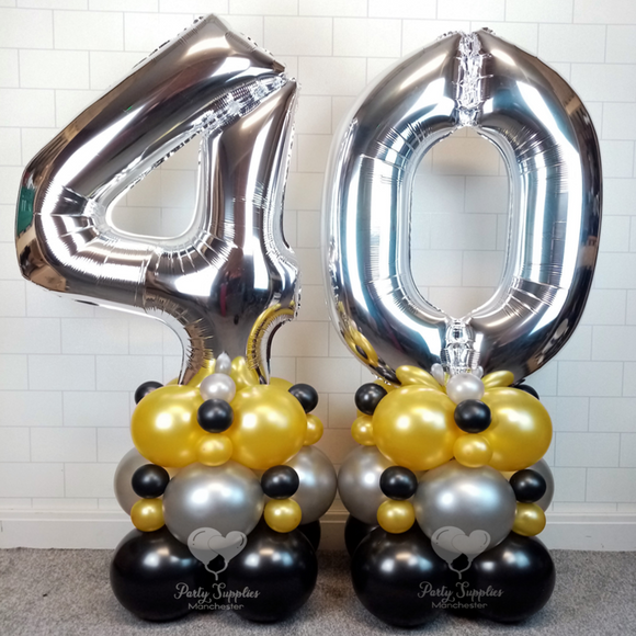 COLLECTION ONLY -Black, Gold & Silver - Personalised Double Number Tower