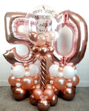 COLLECTION ONLY - Rose Gold & White - Personalised Double Number Tower & 1 Personalised Twisted Tower