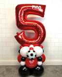 COLLECTION ONLY - FOOTBALL Red, Black & White Number Tower Personalised with a Name