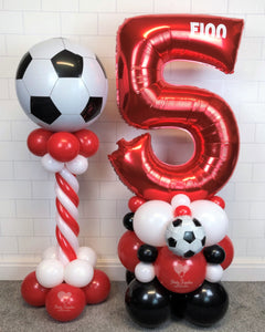 COLLECTION ONLY - FOOTBALL Red Single Number Tower Personalised with a Name & Twisted Tower Topped with a Football Orbz