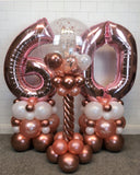 COLLECTION ONLY - Rose Gold & White - Personalised Double Number Tower & 1 Personalised Twisted Tower