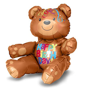 1 Teddy Happy Birthday Air-Fill Foil Sitter 17" (43cm)  x 19" (48cm)