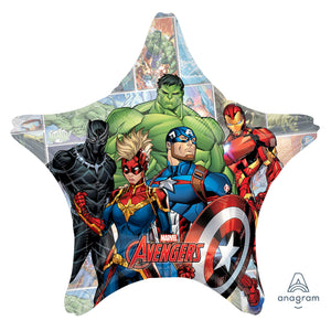 COLLECTION ONLY - 1 Avengers Powers Unite 28" Jumbo Star Filled with Helium & Dressed with Ribbon & Weight