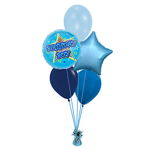 COLLECTION ONLY - Birthday Boy Blue 2 Foil & 3 Latex Balloon Bouquet