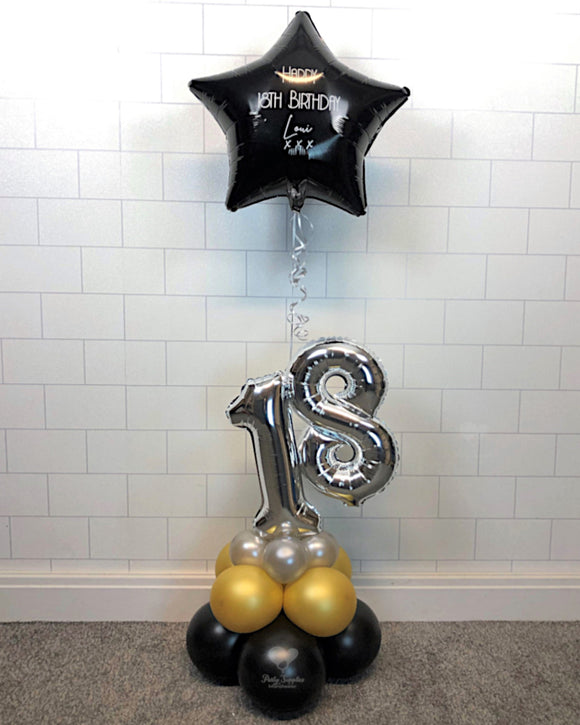 COLLECTION ONLY - Metallic Gold, Silver & Black Table Tower - Personalised Black Star