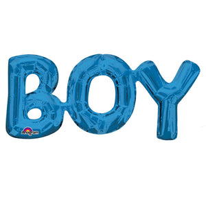 1 "BOY" Bright Blue Air Fill Foil Letter Balloon Banner Kit
