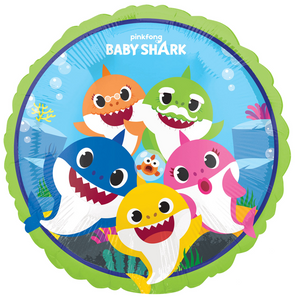 COLLECTION ONLY - 1 Baby Shark Licensed Standard Foil Balloon Filled with Helium & Dressed with Ribbon & Weight