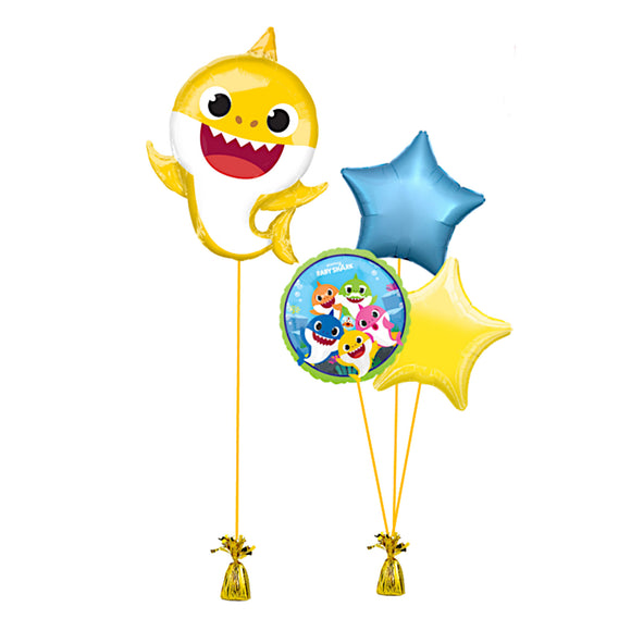 COLLECTION ONLY - Baby Shark Balloon Bundle Filled with Helium & Dressed with Ribbon & Weights
