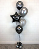 COLLECTION ONLY - Black Zebra Bouquet 4 Latex Balloons, 1 Personalised Star & Balloon Base