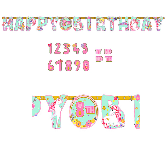 Add a Age Jumbo Happy Birthday Magical Unicorn Letter Banner 3.2 Meters