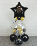 COLLECTION ONLY - Happy Birthday Print Gift Balloon Topped with Black Personalised Star