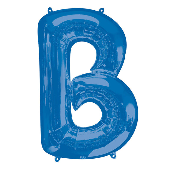 COLLECTION ONLY - Blue Letter B Filled with Helium & Dressed with Ribbon & Weight