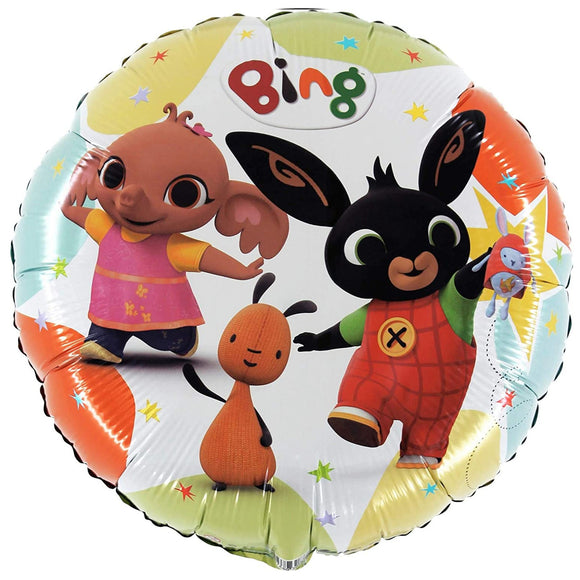 COLLECTION ONLY - 1 Bing & Friends Licensed Standard Foil Filled with Helium & Dressed with Ribbon & Weight