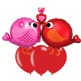 COLLECTION ONLY - Love Birds Super Shape Foil Balloon & 3 Latex Balloon Cluster Filled with Helium & Dressed with Ribbon & Weight