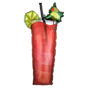 COLLECTION ONLY - 1 Bloody Mary Cocktail 37" Super Shape Filled with Helium & Dressed with Ribbon & Weight