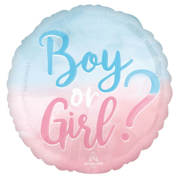 COLLECTION ONLY - 1 Boy or Girl Standard Foil Balloon Filled with Helium & Dressed with Ribbon & Weight