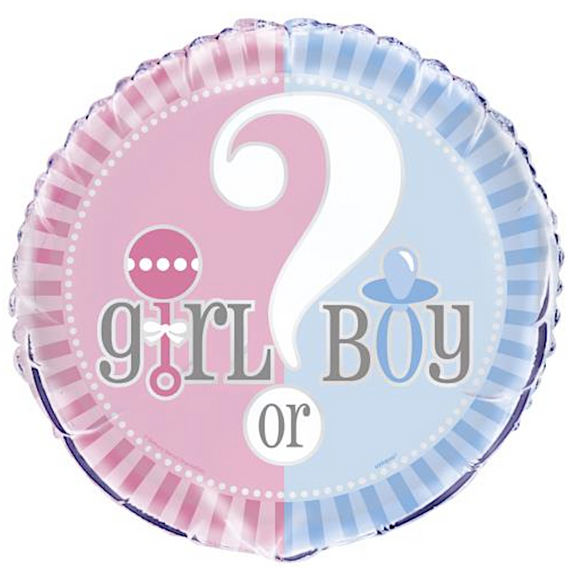 COLLECTION ONLY - 1 Girl or Boy Standard Foil Balloon Filled with Helium & Dressed with Ribbon & Weight