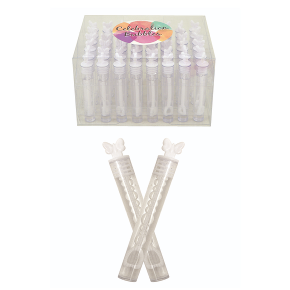 Case of 48 White Butterfly Wedding Tube Bubbles