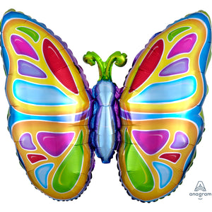 COLLECTION ONLY - Butterfly Super Shape Foil Balloon 25" Filled with Helium & Dressed with Ribbon & Weight