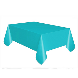 Caribbean Blue Plastic Oblong Tablecloth 2.37 x 2.74 Meters