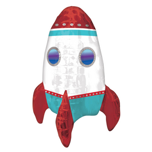 1 Rocket Ship Air-Fill Foil Balloon 16" (40cm) W x 21" (53cm) H