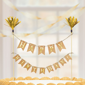 1 Gold Happy Birthday Cake Topper