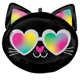 COLLECTION ONLY - 1 Cat Head Standard Foil Filled with Helium & Dressed with Ribbon & Weight