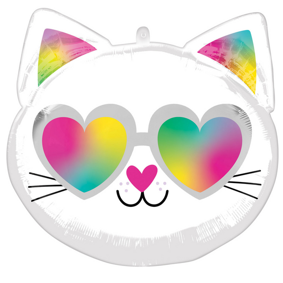 COLLECTION ONLY - 1 Cat Head Standard Foil Filled with Helium & Dressed with Ribbon & Weight