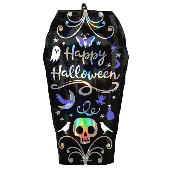 COLLECTION ONLY - 1 Large Happy Halloween Coffin Foil Super Shape 27