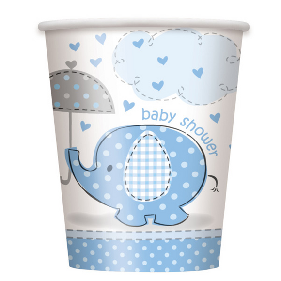Umbrellaphants Blue Baby Shower Paper Cups 270ml