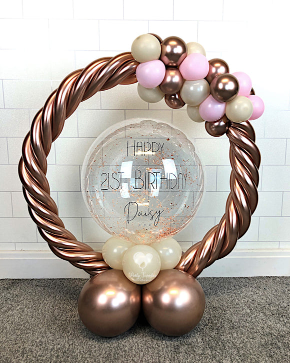 COLLECTION ONLY - Twisted Hoop Table Centerpiece - Pink, Rose Gold & Cream