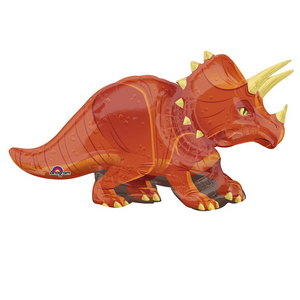 COLLECTION ONLY - Triceratops Dinosaur Super Shape Foil Balloon 42" Filled with Helium & Dressed with Ribbon & Weight