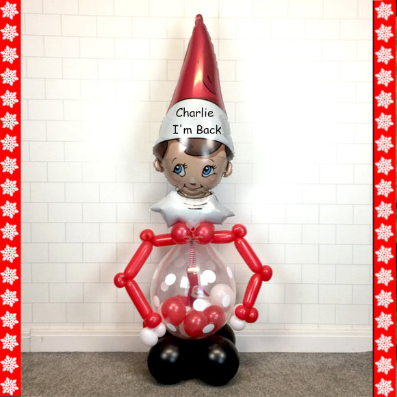 COLLECTION ONLY - Personalised Gift Balloon Topped with a Elf Super Shape