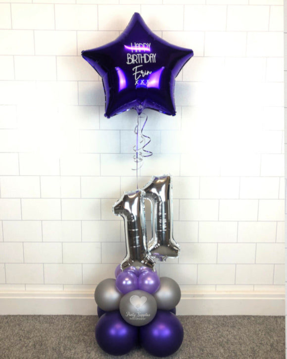 COLLECTION ONLY - Purple & Silver Table Tower - Personalised Purple Star
