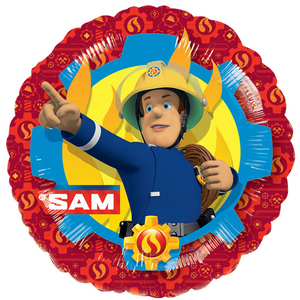 COLLECTION ONLY - 1 Fireman Sam Licensed Standard Foil Balloon Filled with Helium & Dressed with Ribbon & Weight