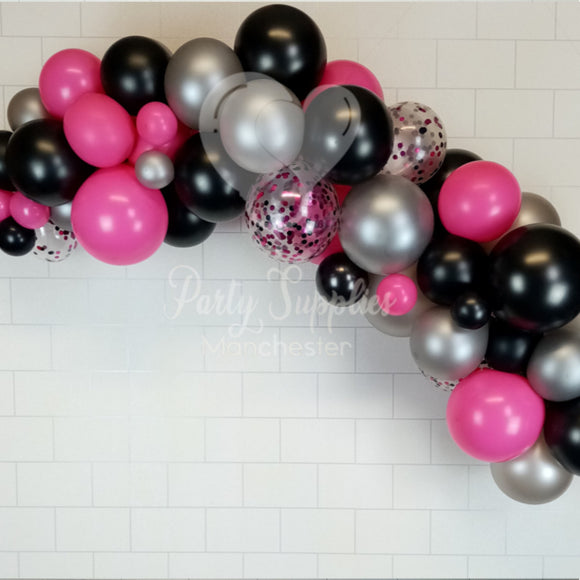 COLLECTION ONLY - Bright Pink, Black & Silver Organic Garland