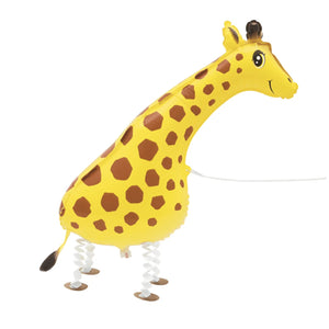 COLLECTION ONLY - Walking Pet Giraffe 34" Foil Balloon Filled with Helium & Dressed with Ribbon