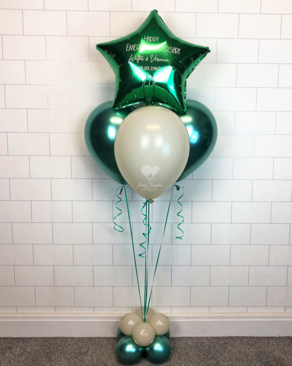 COLLECTION ONLY -  Green & Cream Pyramid Balloon Cluster & 1 Personalised Star & Balloon Base
