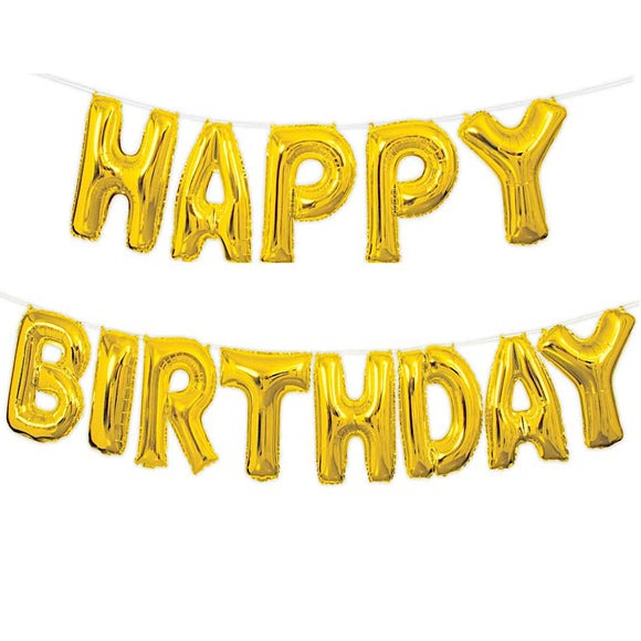 Gold Happy Birthday Air Fill Foil Letter Balloon Kit