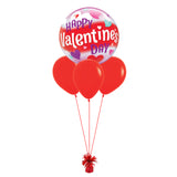 COLLECTION ONLY - Happy Valentine's Day Bubble Balloon Filled with Helium & Dressed with Ribbon & Weight