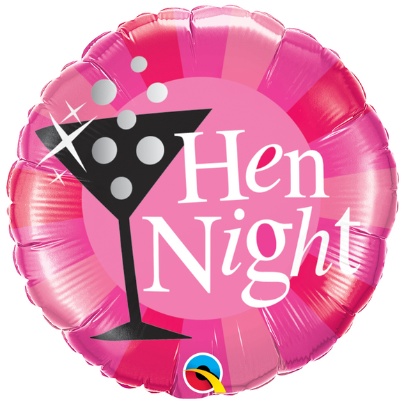 COLLECTION ONLY - 1 Hen Night Standard Foil Balloon Filled with Helium & Dressed with Ribbon & Weight