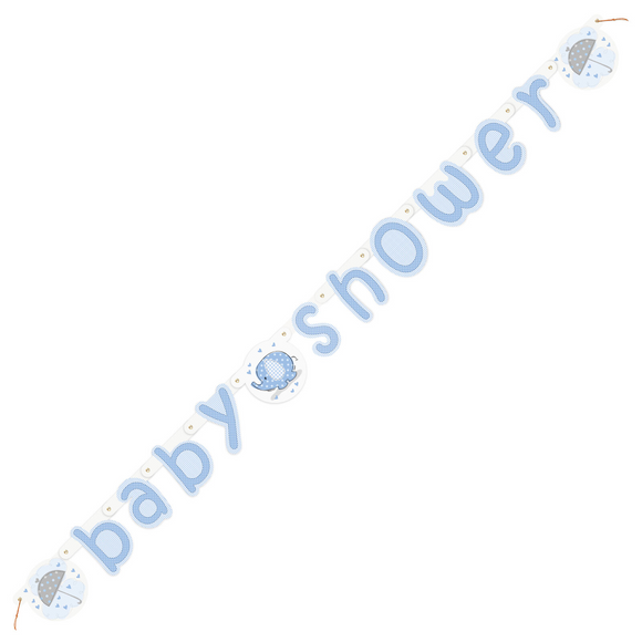 Umbrellaphants Blue Baby Shower Jointed Card Banner 1.6 Meters