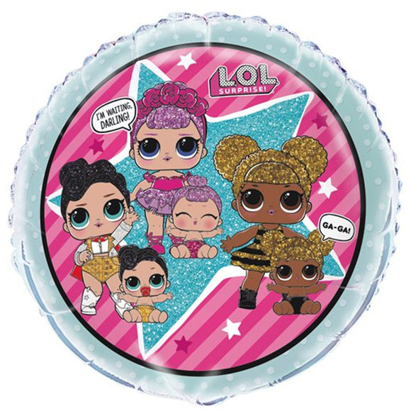 COLLECTION ONLY -  1 LOL Dolls Licensed Standard Foil Balloon Filled with Helium & Dressed with Ribbon & Weight