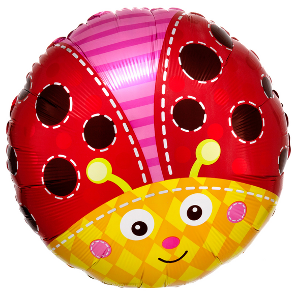 COLLECTION ONLY - 1 Lady Bug Balloon Standard Foil Filled with Helium & Dressed with Ribbon & Weight