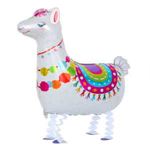 COLLECTION ONLY - Walking Pet Llama 29" Foil Balloon Filled with Helium & Dressed with Ribbon
