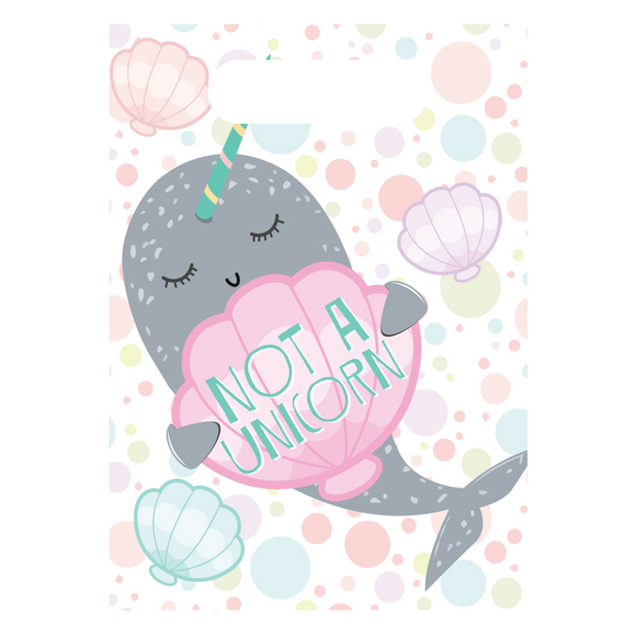 8 Narwhal Plastic Party Bags