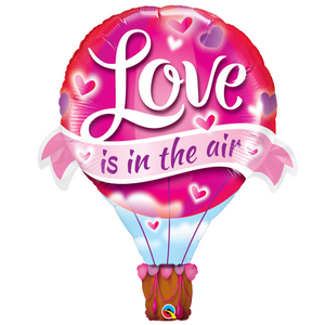 COLLECTION ONLY -  Love is in the Air Super Shape 42" Foil Balloon Filled with Helium & Dressed with Ribbon & Weight