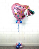 COLLECTION ONLY - Mother's Day Super Shape 3D Heart Filled with Helium & Dressed with Ribbon & Weight