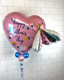 COLLECTION ONLY - Mother's Day Super Shape 3D Heart Filled with Helium & Dressed with Ribbon & Weight